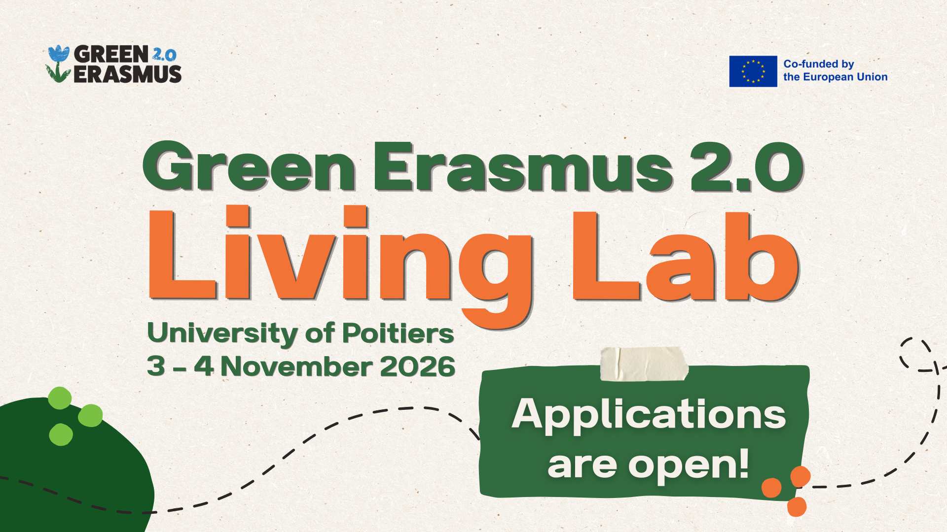 Cover image announcing the Green Erasmus Living Lab in Poitiers